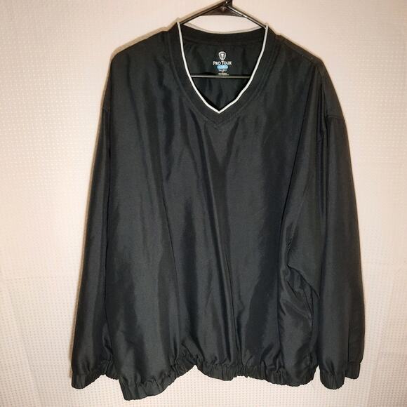 Pro Tour XLT Pullover Jacket Men's Black CoolPlay Golf Windbreaker Tall Size - Picture 1 of 5